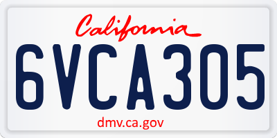 CA license plate 6VCA305