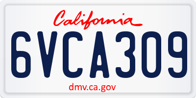 CA license plate 6VCA309