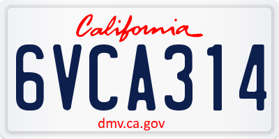 CA license plate 6VCA314