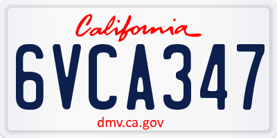 CA license plate 6VCA347