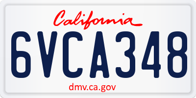 CA license plate 6VCA348