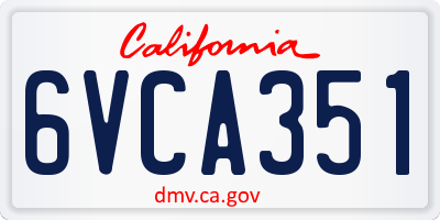 CA license plate 6VCA351