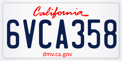 CA license plate 6VCA358