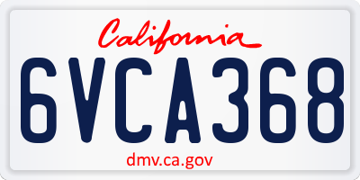 CA license plate 6VCA368
