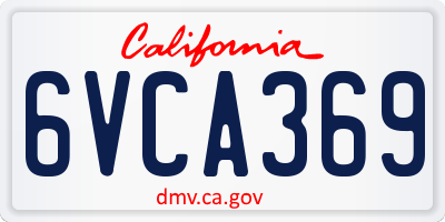 CA license plate 6VCA369