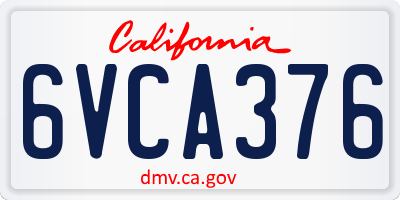 CA license plate 6VCA376