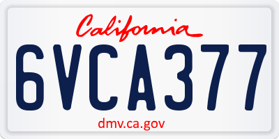 CA license plate 6VCA377