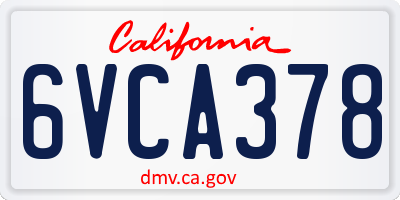 CA license plate 6VCA378