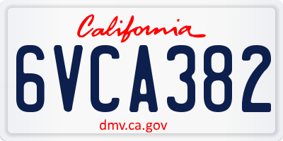 CA license plate 6VCA382