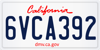 CA license plate 6VCA392