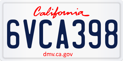 CA license plate 6VCA398