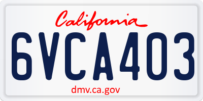 CA license plate 6VCA403