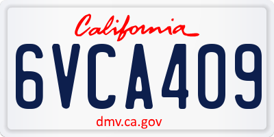 CA license plate 6VCA409