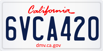 CA license plate 6VCA420