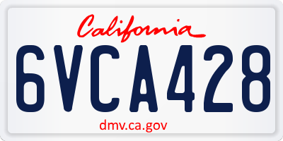 CA license plate 6VCA428