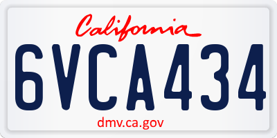 CA license plate 6VCA434