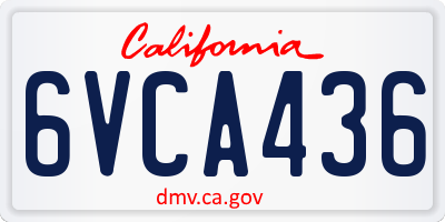 CA license plate 6VCA436