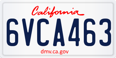 CA license plate 6VCA463