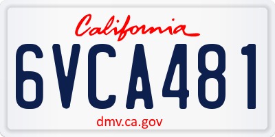 CA license plate 6VCA481