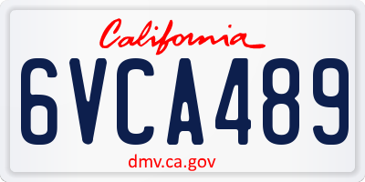 CA license plate 6VCA489