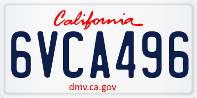 CA license plate 6VCA496