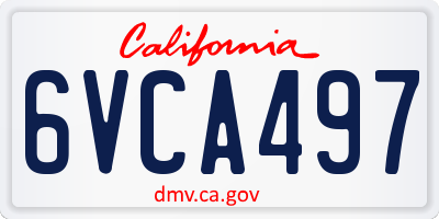 CA license plate 6VCA497