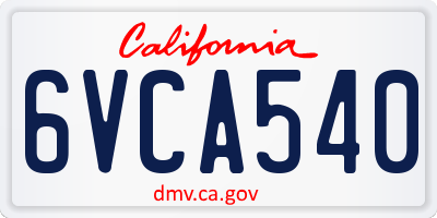 CA license plate 6VCA540