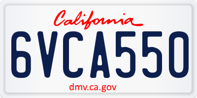 CA license plate 6VCA550