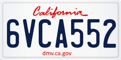 CA license plate 6VCA552