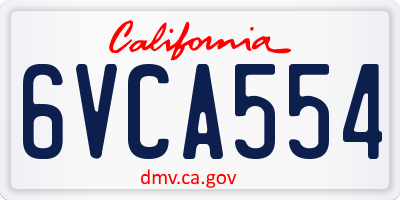 CA license plate 6VCA554