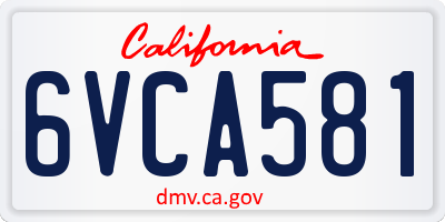 CA license plate 6VCA581