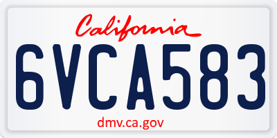 CA license plate 6VCA583