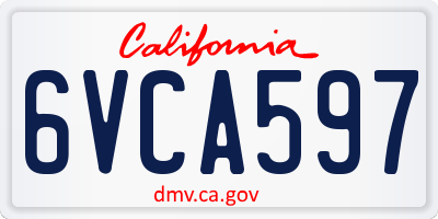 CA license plate 6VCA597