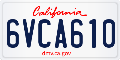 CA license plate 6VCA610
