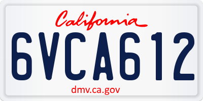 CA license plate 6VCA612