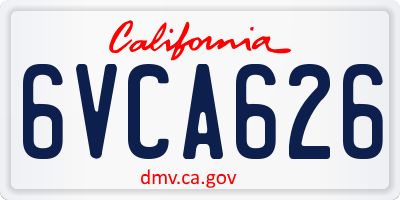 CA license plate 6VCA626