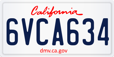 CA license plate 6VCA634