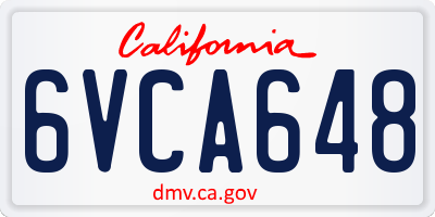 CA license plate 6VCA648