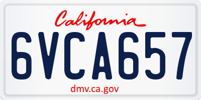 CA license plate 6VCA657
