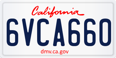 CA license plate 6VCA660