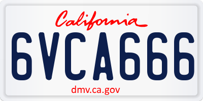CA license plate 6VCA666