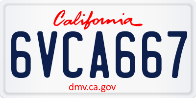 CA license plate 6VCA667