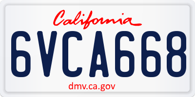 CA license plate 6VCA668