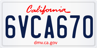 CA license plate 6VCA670