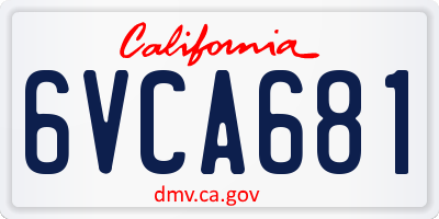 CA license plate 6VCA681