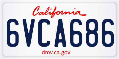 CA license plate 6VCA686