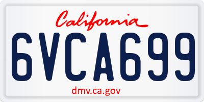 CA license plate 6VCA699