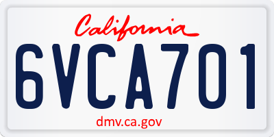CA license plate 6VCA701