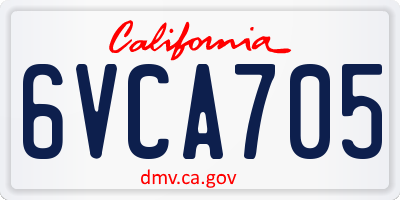 CA license plate 6VCA705