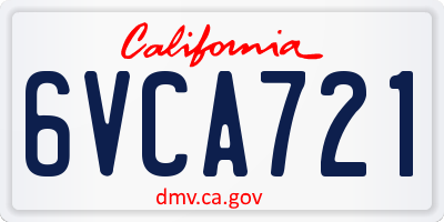 CA license plate 6VCA721